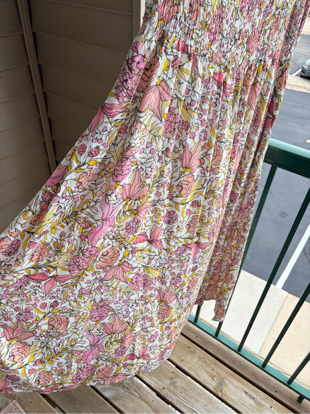 🆕💖 Abbey Glass XL Floral Linen Blend Smocked Maxi Dress Cottagecore Sundress - Picture 10 of 17